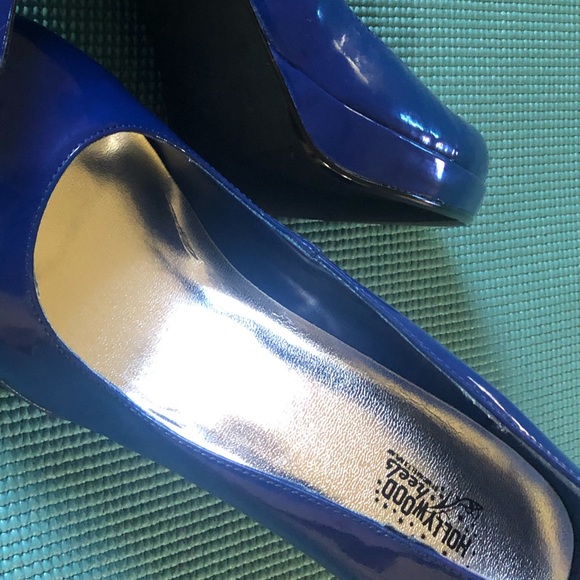Women’s Sexy Hollywood Heels Shiny Blue - Picture 7 of 7